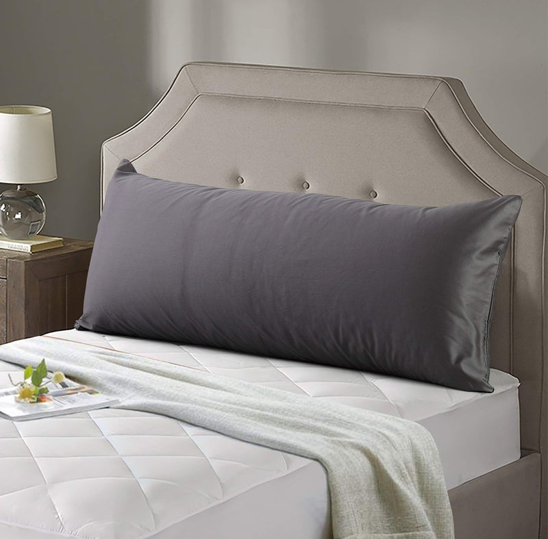 Evolive New 300TC Thread Count 100% Cotton Body Pillow Cover/Case Replacement with Hidden Zipper Closure 21"x54" (Charcoal Grey) - Image 2